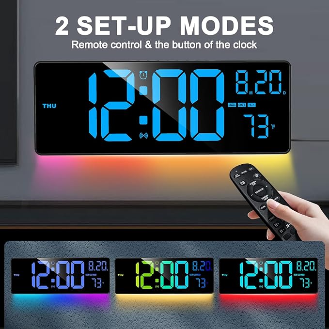 XREXS 16.3" Bluetooth Large Digital Wall Clock - Image 5