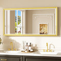 Keonjinn 48" x 24" Gold Bathroom Vanity Mirror, Brushed Gold Wall Mirrors Full by Keonjinn