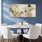 Gold Circle Modern Artwork Framed Abstract Wall Art Green Canvas Decor 24"x48" - Image 4