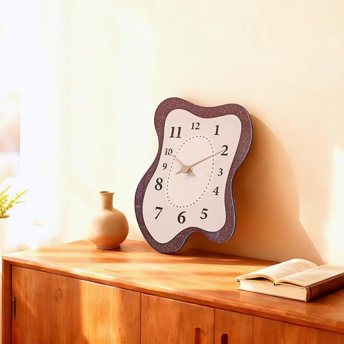 Mid Century Retro Irregular Shape Wall Clock, Silent Non-Ticking Battery - Image 7