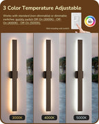 EDISHINE 2 Pack Modern Outdoor Wall Lights Dimmable, 39.3" Rectangular Outdoor - Image 4