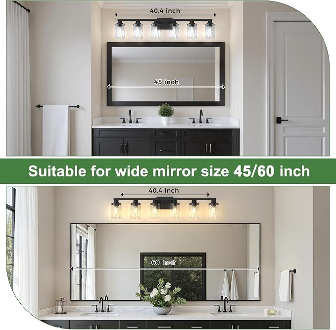 DORESshop Bathroom Light Fixtures, 6-Light Matte Black Bathroom Lighting - Image 2