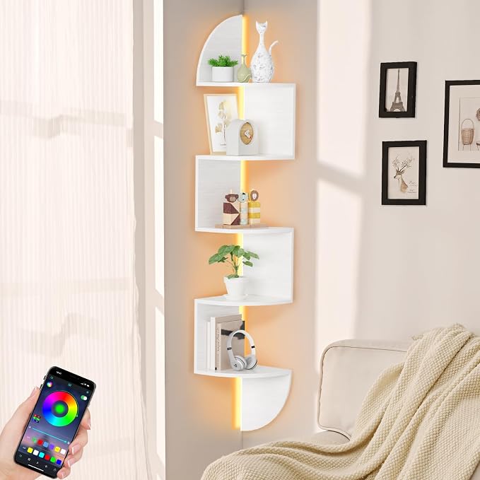 Waipfaru Corner Shelf, 5 Tier Bookshelf by Waipfaru