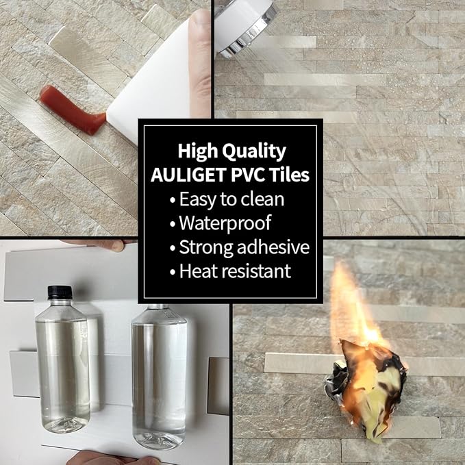 AULIGET 20 Sheets Faux Stone Peel and Stick Backsplash, Sandstone - Image 6