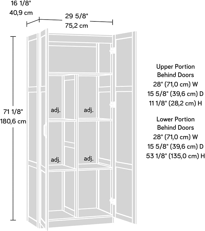 Sauder Storage Cabinet/ Pantry cabinets, 29.61 " x D: 16.02 " x H: 71.50" - Image 8