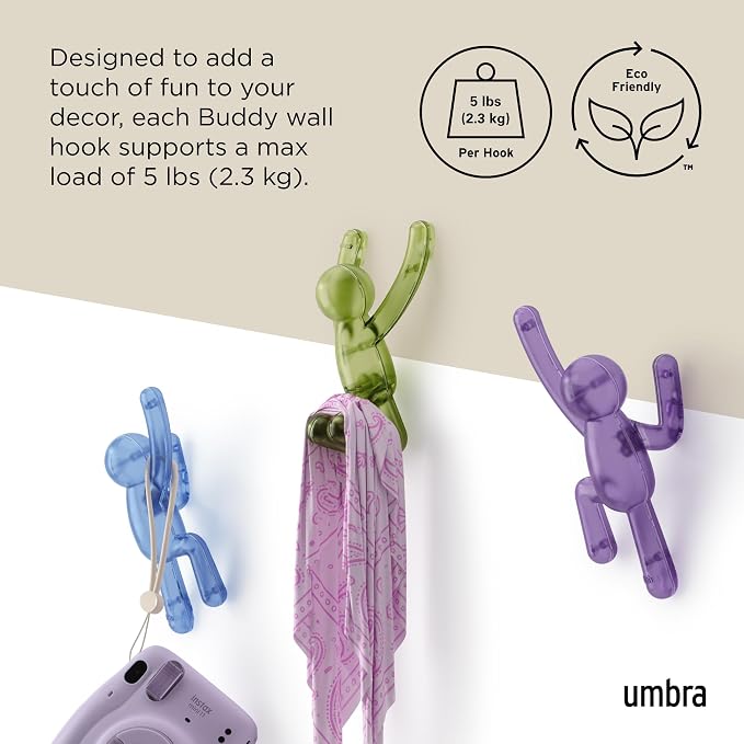Umbra Buddy Wall Hooks – Drill-Free PIN-Point Decorative Wall Mounted Coat Hooks - Image 5