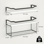 WOPITUES Floating Shelves with Wire Storage Basket, Bathroom Shelves Over - Image 3