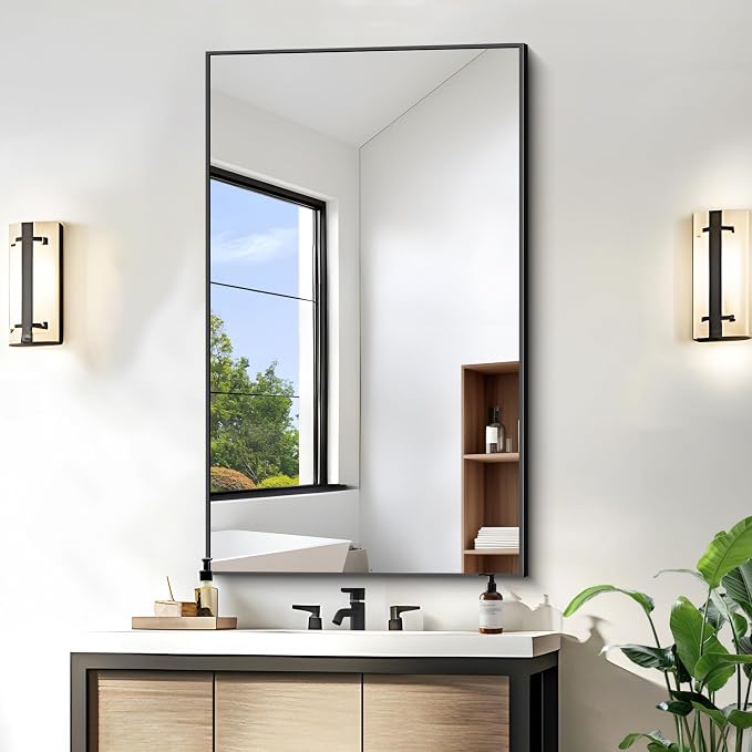 KOCUUY Bathroom Mirror, 24x40 Inch Black Mirror by KOCUUY