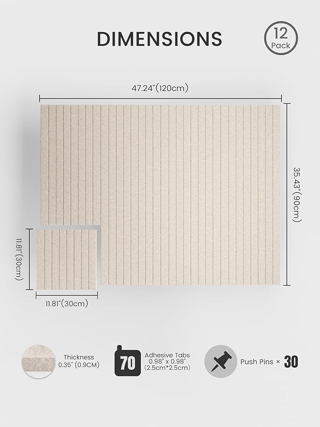 Bumusty Large Cork Board Alternative-48 x 36" Felt Bulletin Board Tiles - Image 2