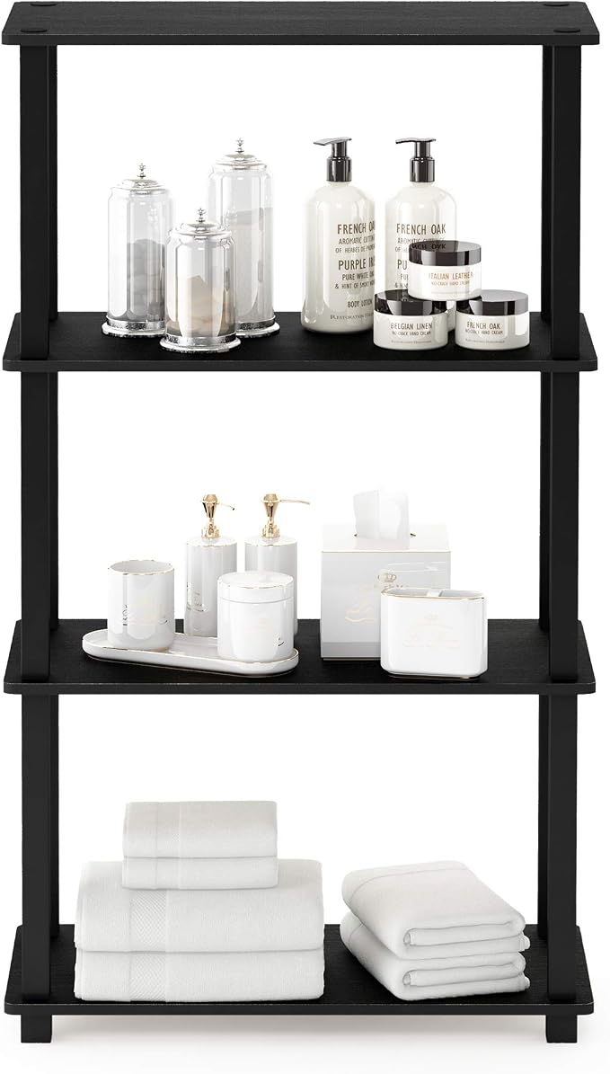 Furinno TURN-S-TUBE Storage Shelves, 4-Tier Book Shelf, Corner Shelf, Toolless - Image 3