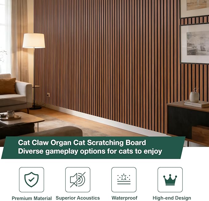Yuzzy 4 Pack Wood Panels for Wall, 94.5" x 11" Acoustic Wood Slat Wall Panel - Image 2