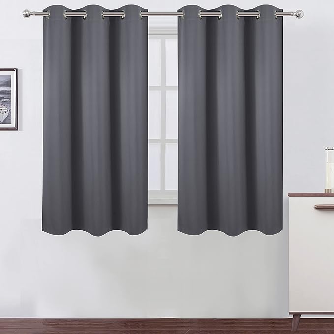 LEMOMO Grey Blackout Curtains for Bedroom Room Darkening Curtains/38 x 54 Inch by Lemomo
