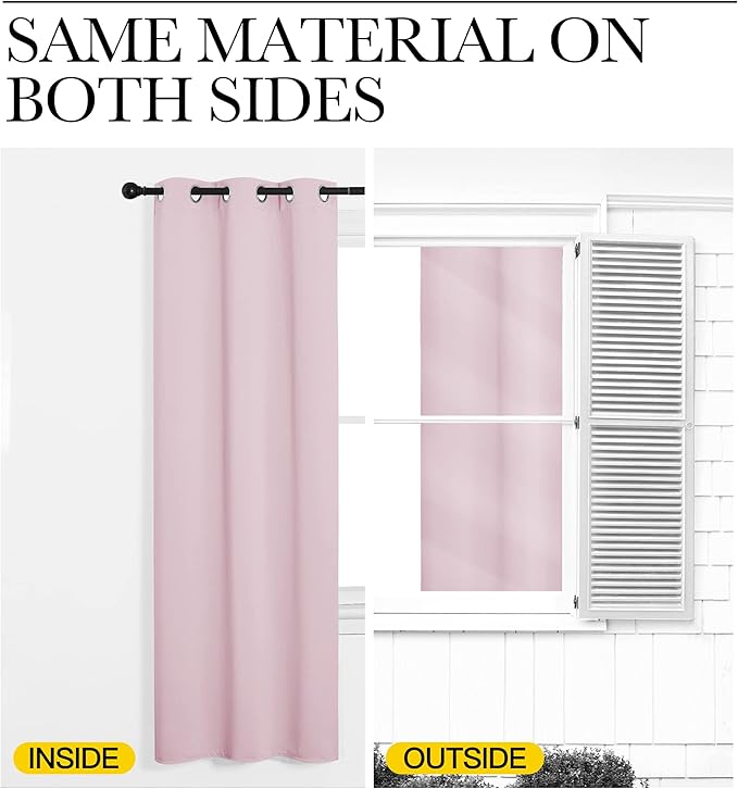 NICETOWN Baby Pink Blackout Curtains 40 inches Length - Image 5
