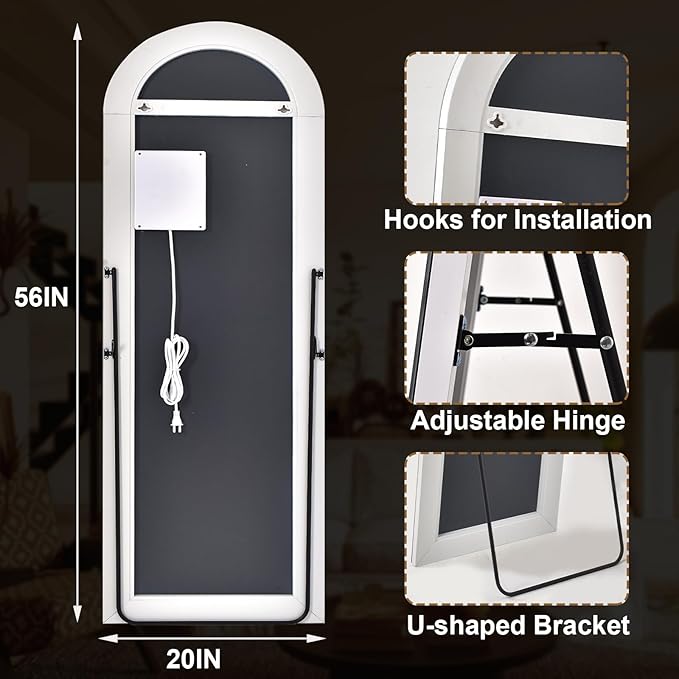 GLSLAND 20"x56" Arched LED Full Length Mirror - Image 6