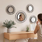 4 Piece Gold Round Wall Mirror Set Modern Metal Circle Home Decor - Image 2
