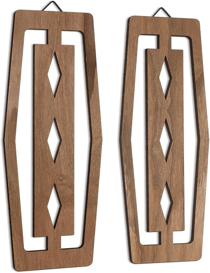 CroBlissful 2 Pcs Modern Mid Century Wall Art Wood Mid Century Elegance Decor by CroBlissful