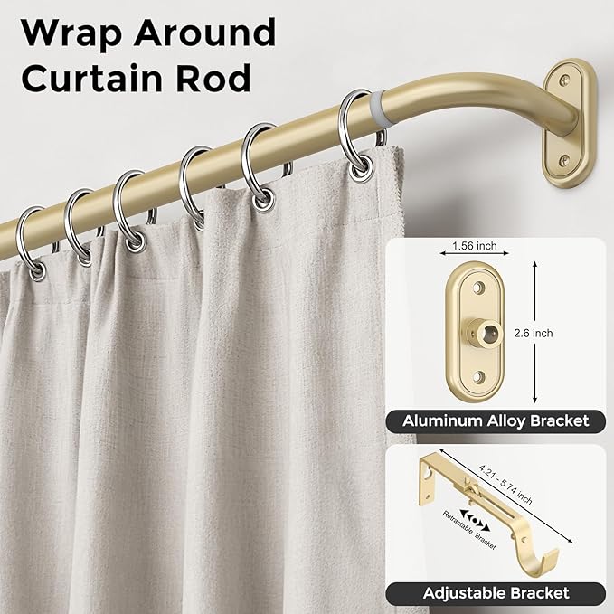 Curtain Rods 32-46 Inch, 1 Inch Adjustable Heavy Duty Room Darkening Window - Image 2
