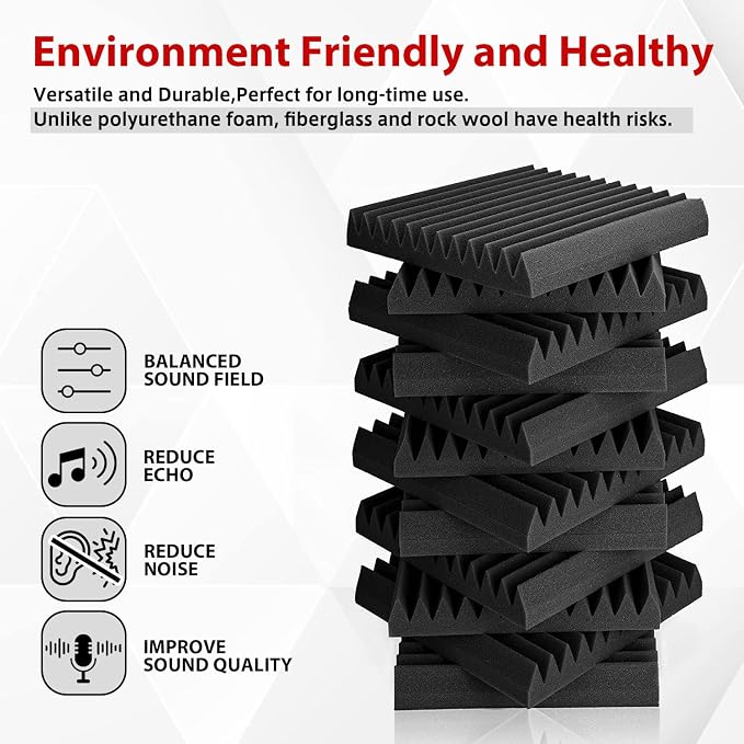 FONESO Acoustic Panels, High Density Soundproof Foam Panels - Image 2