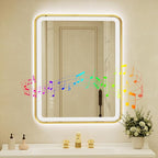 28x40 Inch Gold Framed LED Bathroom Mirror by Unknown
