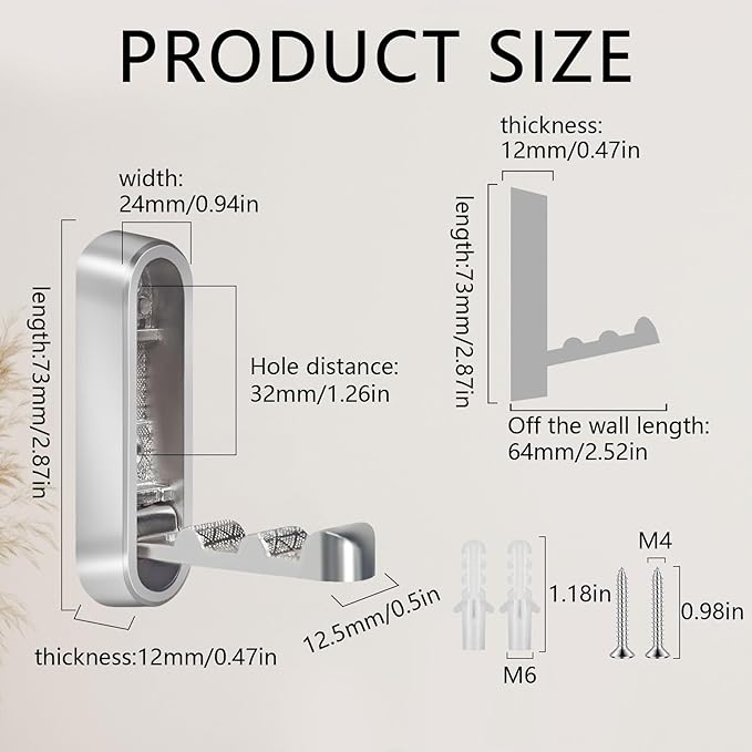 2PCS Foldable Wall Hooks, Heavy Duty Zinc Alloy Folding Wall Hooks, Folding - Image 9