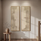 Long Narrow Framed Neutral Abstract Vertical Wall Art Set of 2, Oversized by Cuspin