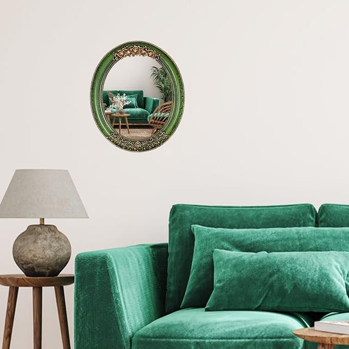 Oval Resin Vintage Mirror, Wall Mounted Decorative Mirror - Image 2