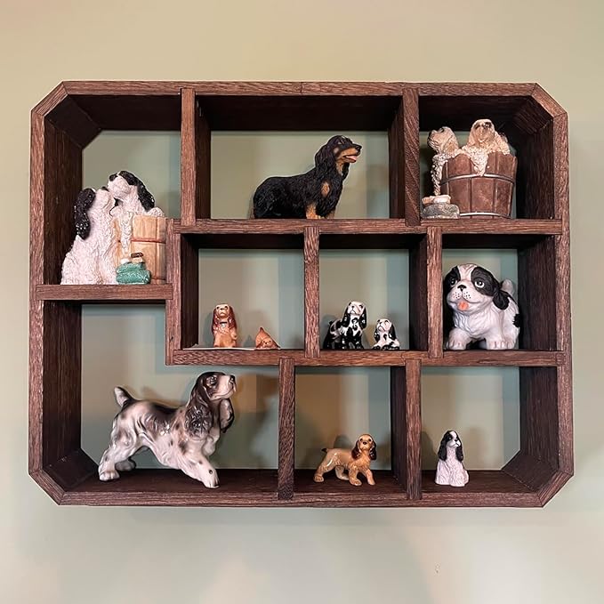 Frcctre Rustic Shadow Box Display Shelf, 9 Compartments Wood Hanging Display - Image 2