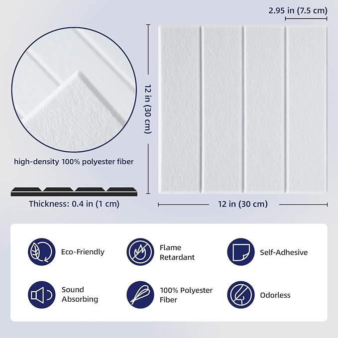 Vieshful Self Adhesive Acoustic Panels – 12"x12"x0.4" High-Density Soundproof - Image 5