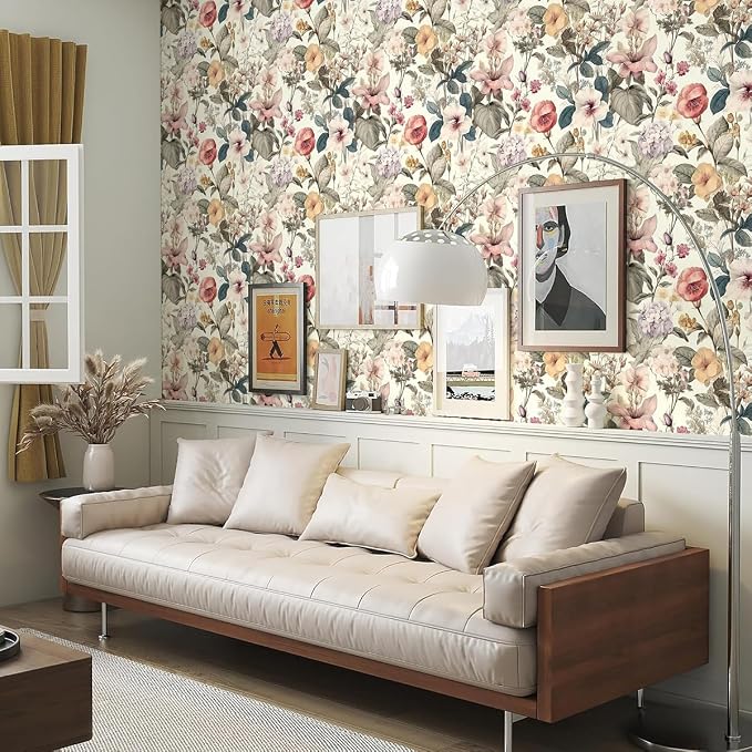 Jeweluck Floral Wallpaper Peel and Stick Vintage Floral Contact Paper Peel and - Image 12