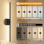 Battery Operated Wall Sconce, 3000K-6000K Dimmable Black Wall Lights - Image 2