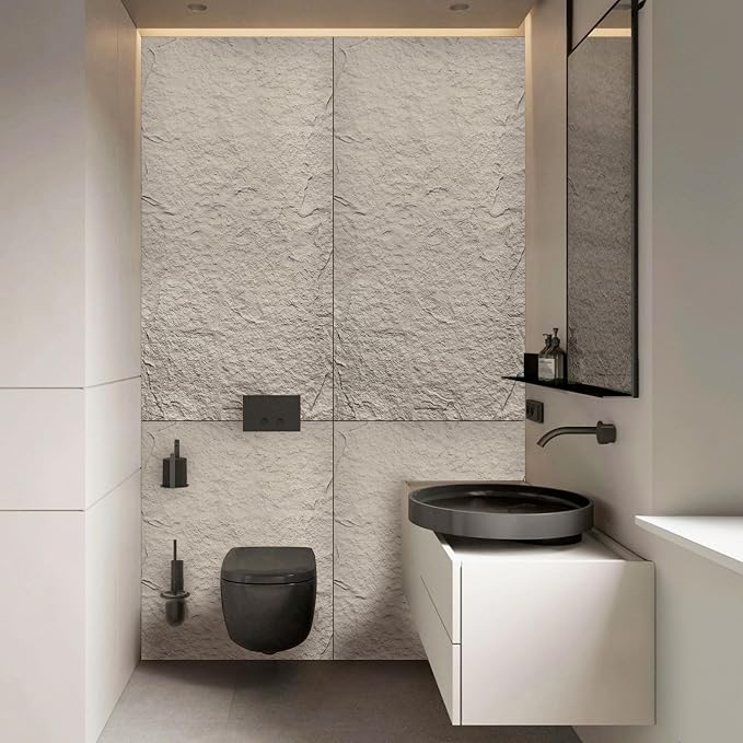 5-Pack 3D Faux Stone Wall Panels, PU Cement-Texture Wainscoting Panels - Image 7