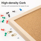 OWLKELA 24'' x 36'' Cork Board Bulletin Board, Wooden Framed Corkboard - Image 3