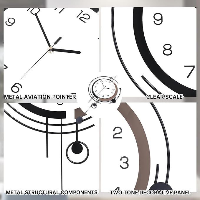 Dankeit Wall Clock with Pendulum, Silent Quality Quartz Battery Operated - Image 2