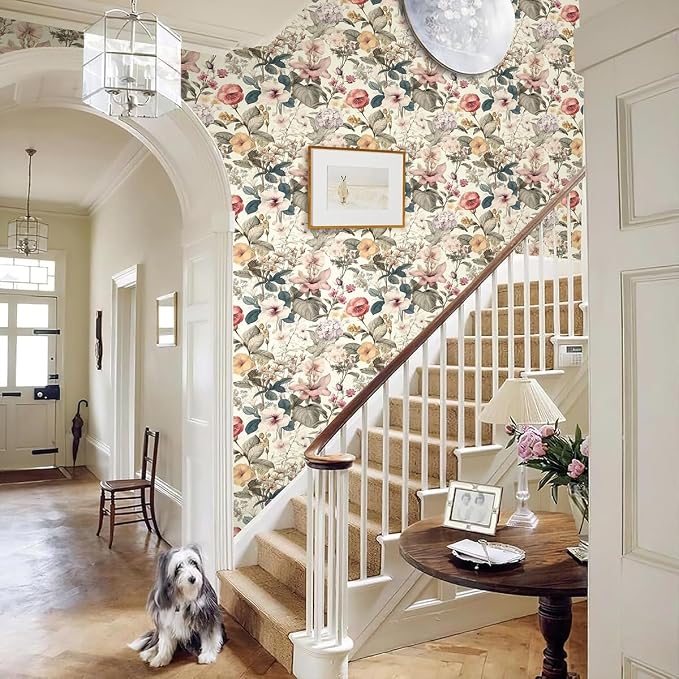 Jeweluck Floral Wallpaper Peel and Stick Vintage Floral Contact Paper Peel and - Image 10