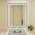 28x40 Inch Black Framed LED Bathroom Mirror by Unknown