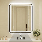 32x40 Inch Black Framed LED Bathroom Mirror by Unknown