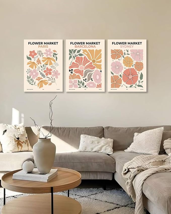 Sage Green Boho Wall Art Set of 3, Minimalist Framed Wall Art Geometric Line - Image 4