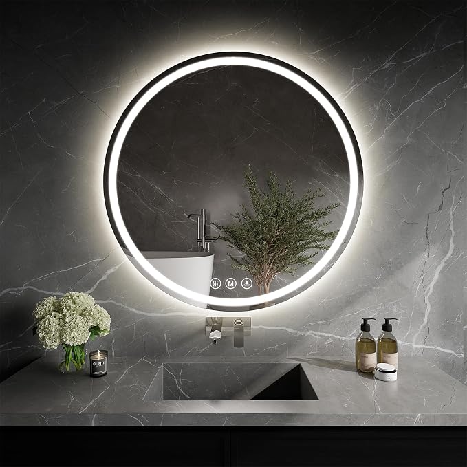 LED Bathroom Mirror 24 Inch Round Bathroom Mirror by WISSMILESHOME
