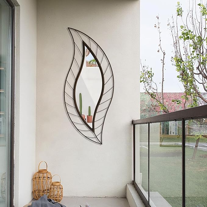 ironsmithn Decorative Wall Mirror, Leaf Design Metal Frame - Image 5