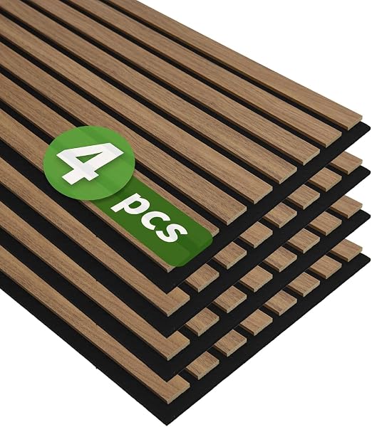 Art3d 4-Pack 12" x 24" Soundproof Wood Slat Panels, 8 sq.ft Acoustic Wall Panels by Art3d