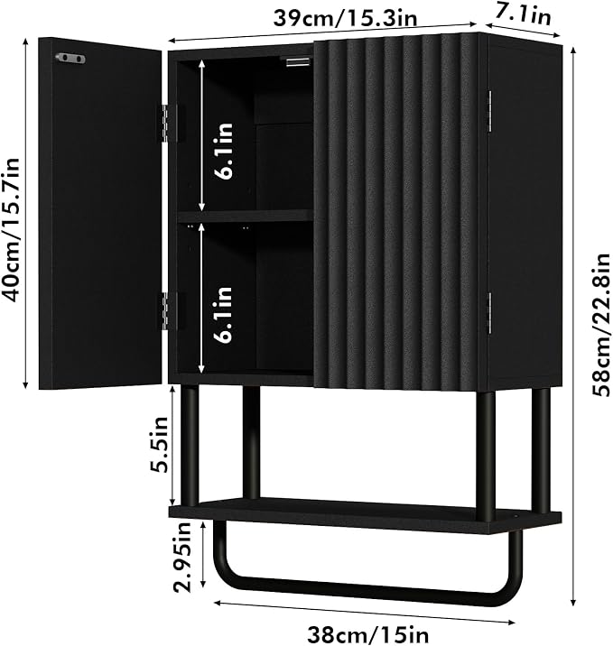 RUSTOWN Fluted Bathroom Wall Cabinet - Image 2