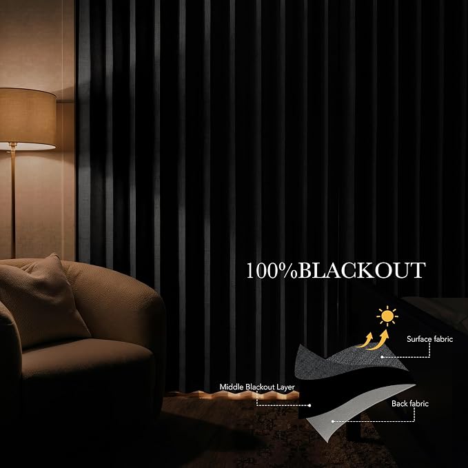 RYB HOME Accordion Style Room Divider Curtain-100% Blackout Folding Accordion - Image 5