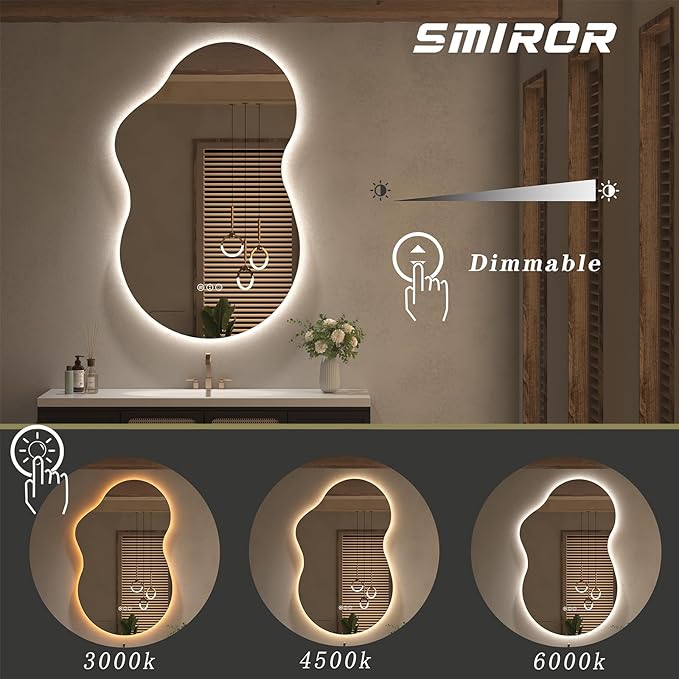 SMIROR Asymmetrical Backlit Bathroom Mirror - Image 5