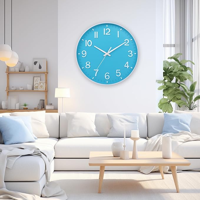 HZDHCLH Wall Clock 3D Numbers Wall ClockBattery-Powered 12-inch Silent Non-Tick - Image 3