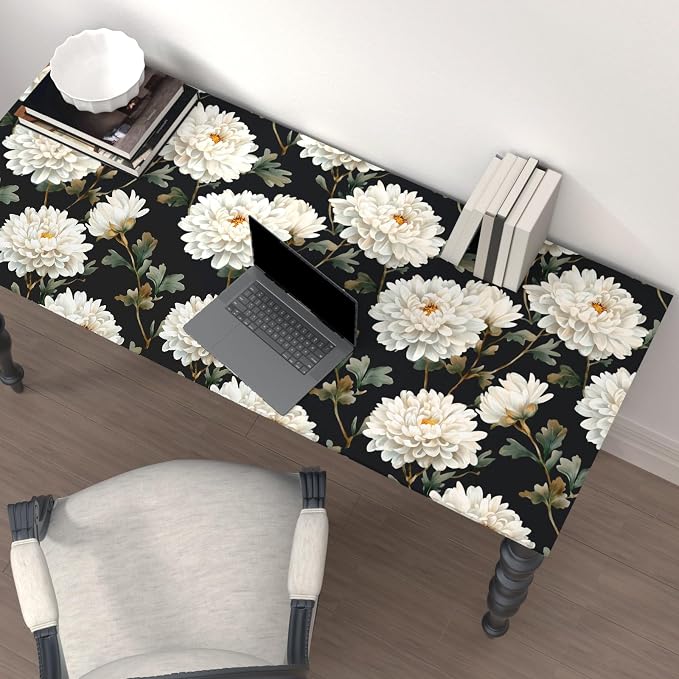 Laatse Black White Floral Peel and Stick Wallpaper Chrysanthemum Contact Paper - Image 8