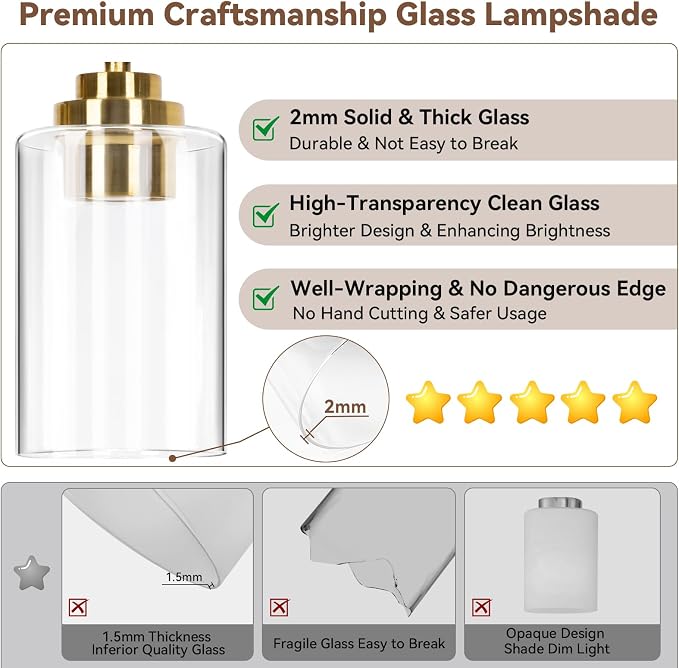 VerRon 5-Light Gold Bathroom Light Fixtures, Brushed Gold Wall Light Fixture - Image 3