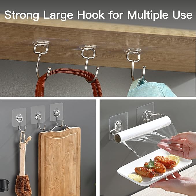 Large Adhesive Hooks for Hanging Heavy-Duty 44Ib 20 Packs, Wall Hangers without - Image 7