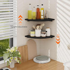 Homode Corner Floating Shelves, 2 Tier Curved Corner Hanging Shelving - Image 7