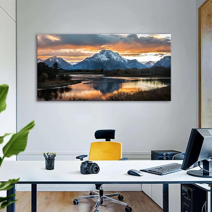 Extra Large Mountain Wall Art for Living Room Sunset Nature Grand Teton Wall - Image 2