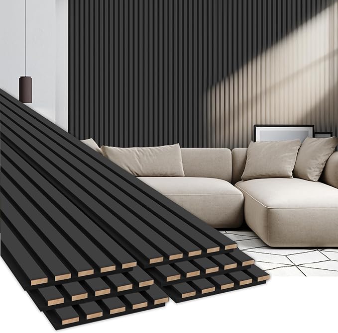 EVERECO 6 Pack Wood Panels for Wall 94.5" × 7.87" Acoustic Soundproof Wall Slat by Unknown